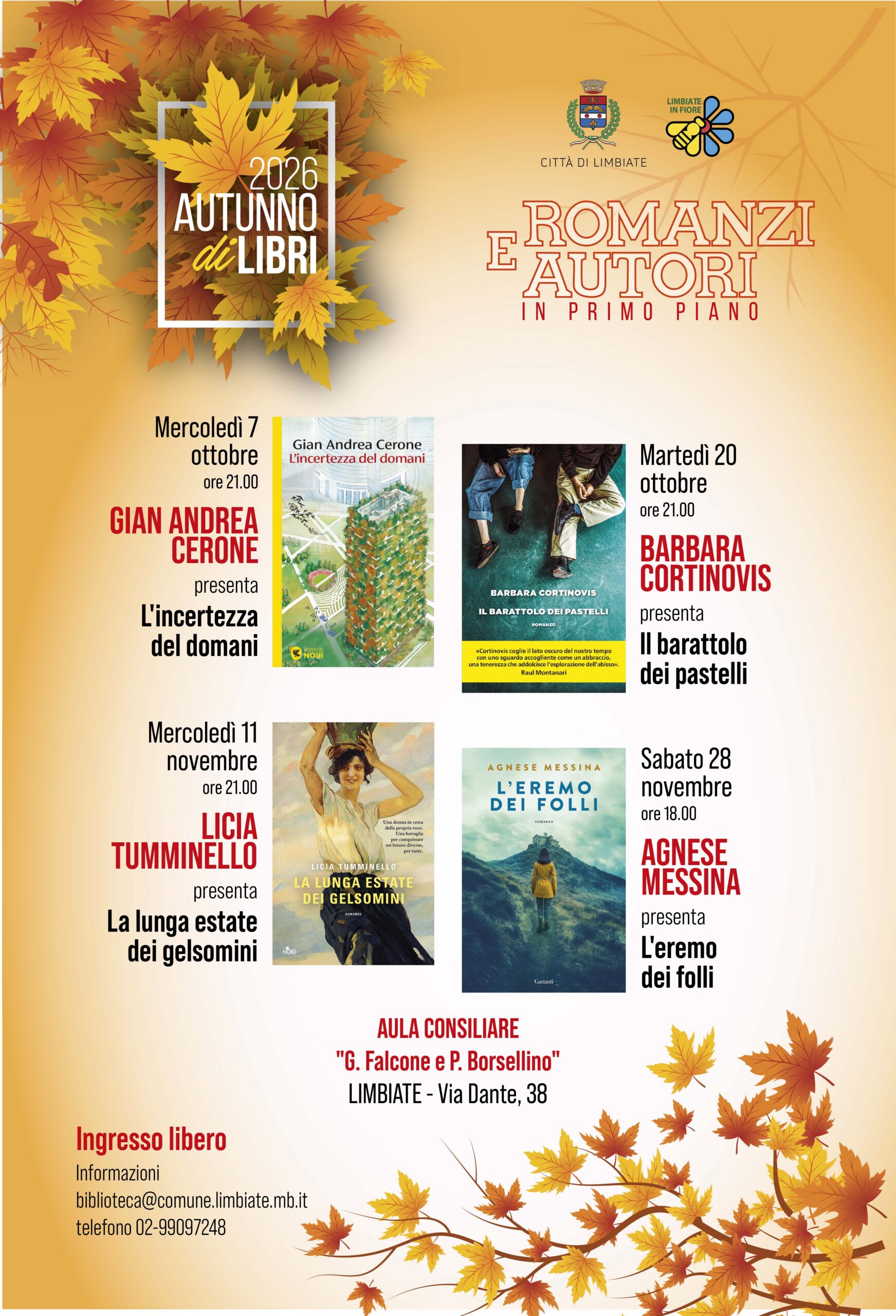 Romanzi e Autori: 4 incontri tra ottobre e novembre